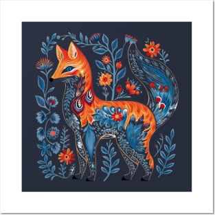 A Fox Scandinavian Art Style Posters and Art